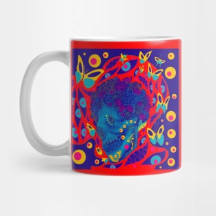 skull in red deadly smile butterfly ecopop Mug